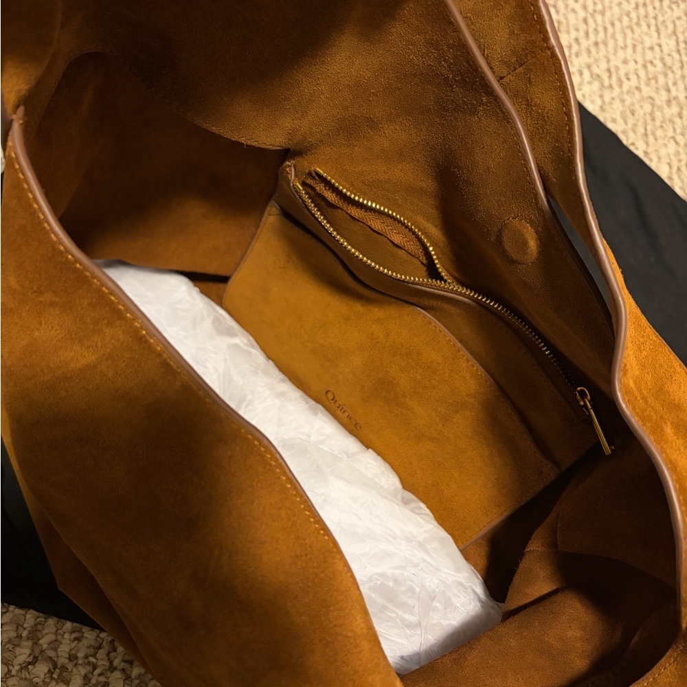 Italian Suede Slouchy Shoulder Bag in Whiskey - Picture 11 of 11